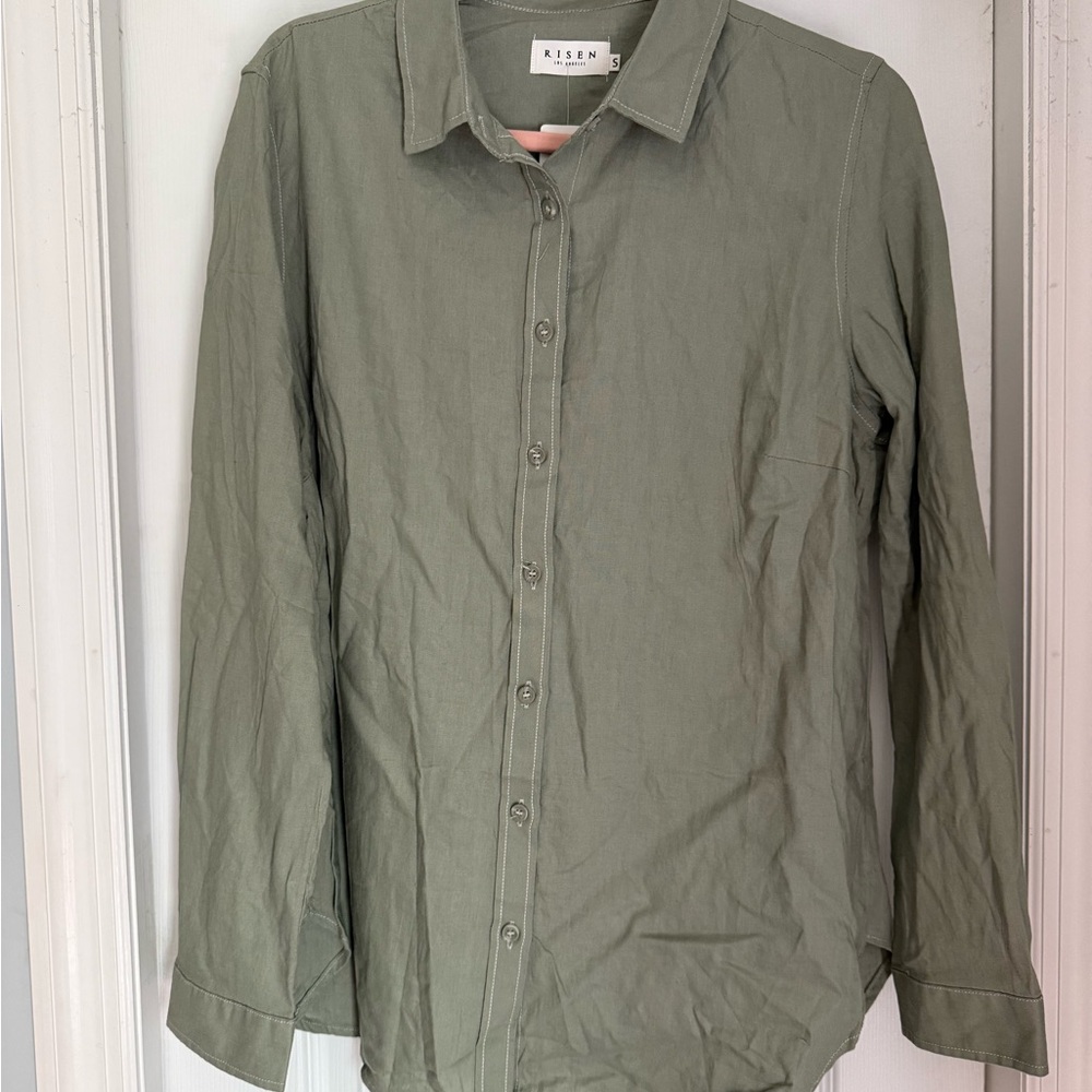 Risen Women's Olive Button Down Shirt